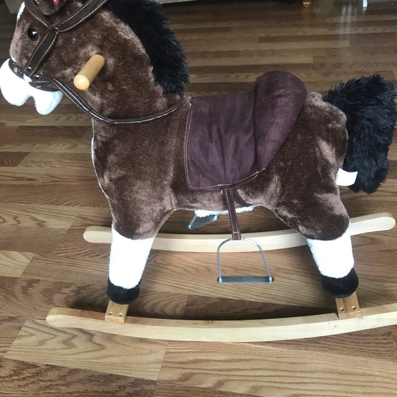 Musical rocking horse brown color for kids - Picture 2 of 6